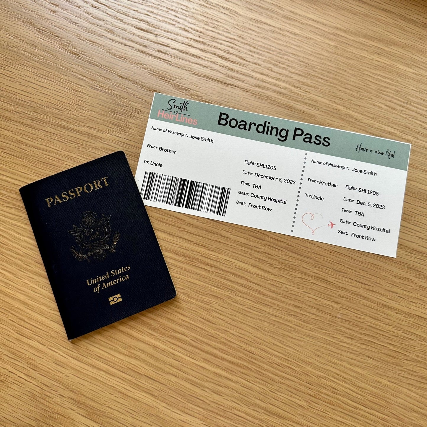 Gender Neutral Downloadable Pregnancy Announcement Boarding Passes - WNDR Publishing