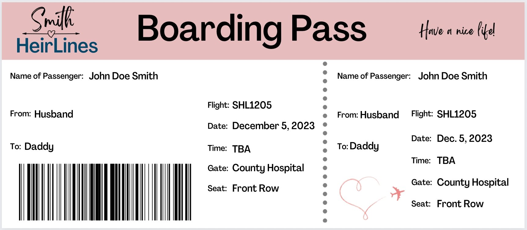 Travel Themed Pregnancyadoption Announcement Boarding Pass